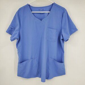 Scrubstar Women's Blue V Neck‎ Short Sleeved Pullover Scrub Shirt Top Size XL
